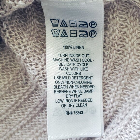 Tahari 100% Linen Open Weave Lightweight Long Sleeve Sweater Size M - Picture 8 of 15